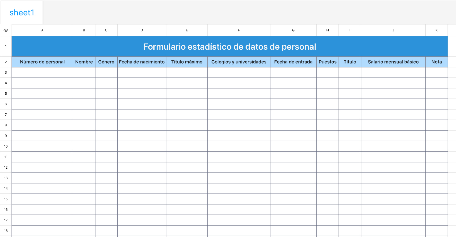 Formulario estadístico de datos de personal